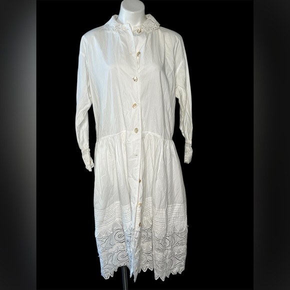 Vintage 1990’s Lone Ranger White Lace Cotton Dress Large - Picture 1 of 11